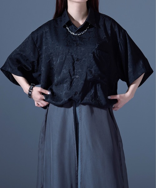 Ellno Loset（エルノロゼット）の「ローズサテンドロストシャツ（シャツ/ブラウス・メンズ・ブラック/ブルーグレー・SMALL/MEDIUM/LARGE）」の10枚目の写真