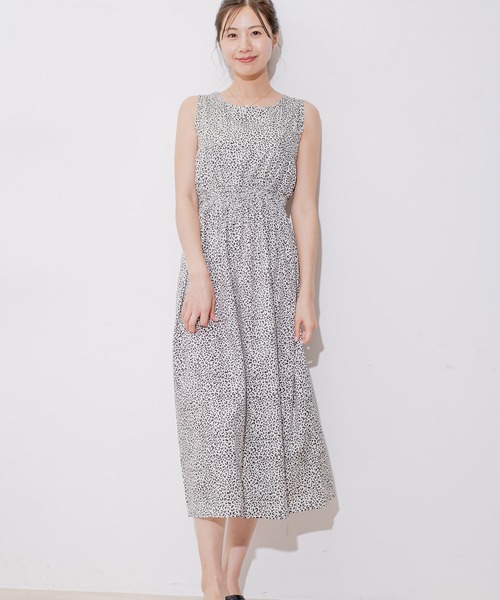 Jayro（ジャイロ）の「ノースリーブウエスト切替レオパードOP（ワンピース・レディース・オフホワイト/ダークブラウン/ブラック・M）」の2枚目の写真