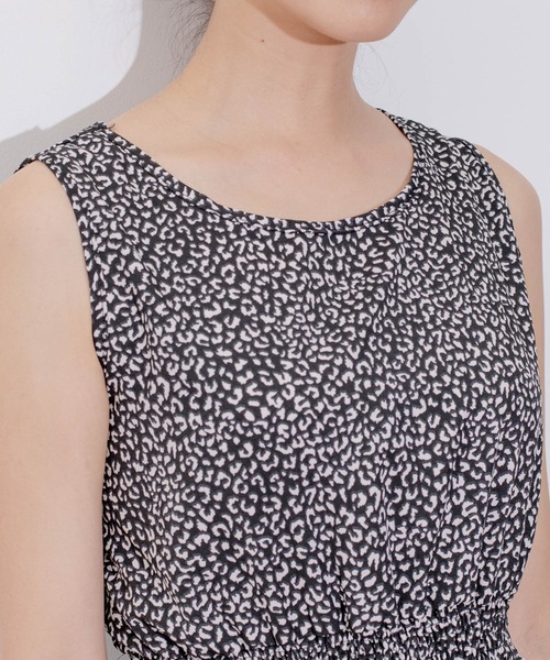 Jayro（ジャイロ）の「ノースリーブウエスト切替レオパードOP（ワンピース・レディース・オフホワイト/ダークブラウン/ブラック・M）」の9枚目の写真