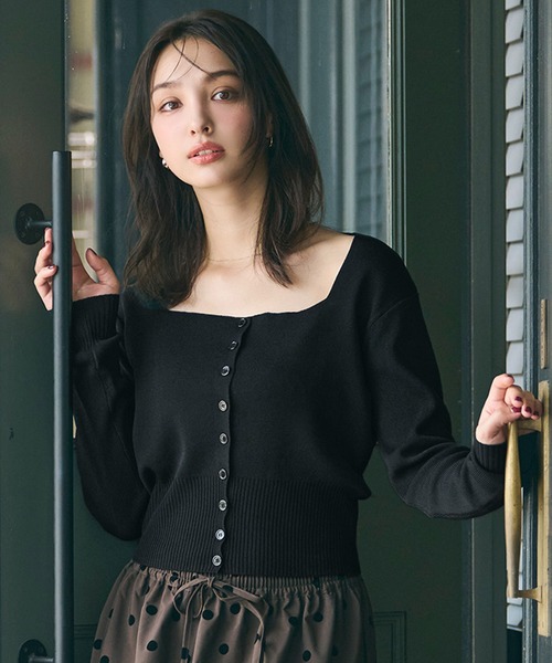 スクエアネック ハイゲージニットカーディガン（カーディガン/ボレロ