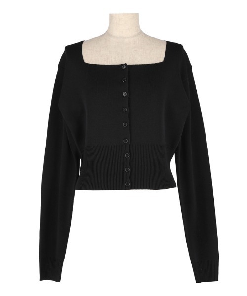 coca(coca)(コカ)の「スクエアネック ハイゲージニットカーディガン(カーディガン/ボレロ・レディース・ブラック/チャコール/アイボリー/ブラウン・M/L/S)」の9枚目の写真