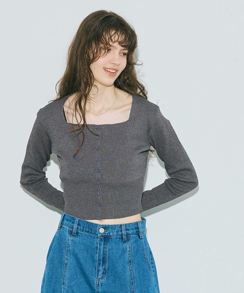 coca(coca)(コカ)の「スクエアネック ハイゲージニットカーディガン(カーディガン/ボレロ・レディース・ブラック/チャコール/アイボリー/ブラウン・M/L/S)」の12枚目の写真