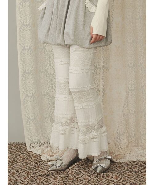 merry jenny（メリージェニー）の「ティアードレースパンツ（スラックス・レディース・ブラック/アイボリー・FREE）」の2枚目の写真