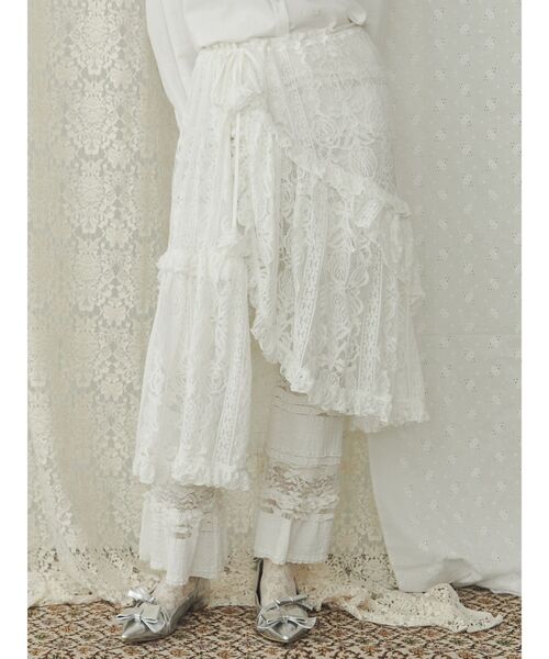 merry jenny（メリージェニー）の「ティアードレースパンツ（スラックス・レディース・ブラック/アイボリー・FREE）」の4枚目の写真