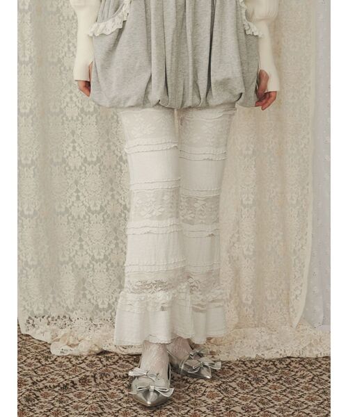 merry jenny（メリージェニー）の「ティアードレースパンツ（スラックス・レディース・ブラック/アイボリー・FREE）」の8枚目の写真