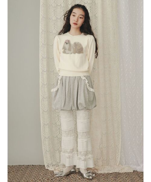 merry jenny（メリージェニー）の「ティアードレースパンツ（スラックス・レディース・ブラック/アイボリー・FREE）」の12枚目の写真