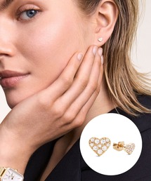 Crystal Heart Stud Earring レーディスピアス ローズゴールド/シルバー/ゴールド 片耳用