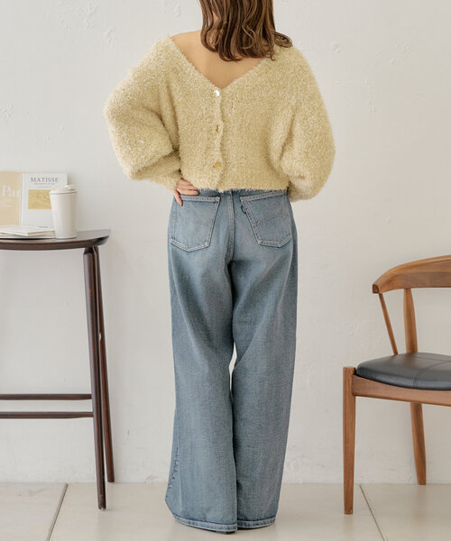 セール】【セットアップ対応】ラメリボンヤーンファンシーカーディガン