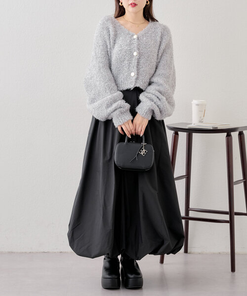 セール】【セットアップ対応】ラメリボンヤーンファンシーカーディガン