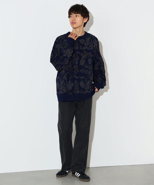 BEAMS HEART(ビームスハート)の「フラワー ジャガード クルーネック ニット(ニット/セーター・メンズ・ネイビー/グレー・SMALL/MEDIUM/LARGE)」の5枚目の写真