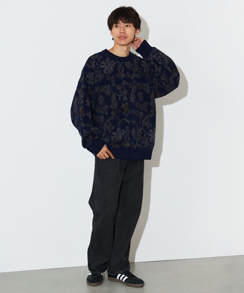 BEAMS HEART(ビームスハート)の「フラワー ジャガード クルーネック ニット(ニット/セーター・メンズ・ネイビー/グレー・SMALL/MEDIUM/LARGE)」の6枚目の写真