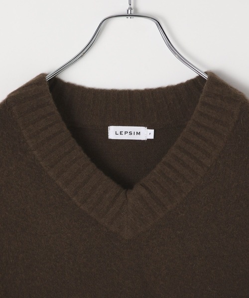 セール】5ゲージアンゴラMIXｰVネック 130134（ニット/セーター