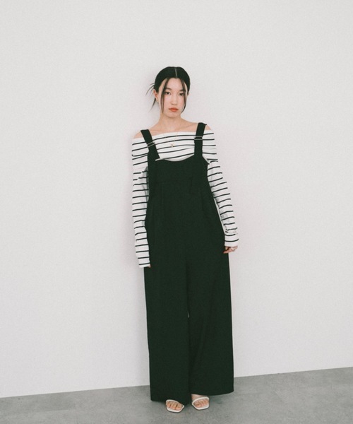 DRWCYS（ドロシーズ）の「ビスチェディテールロンパース（サロペット/オーバーオール・レディース・ベージュ/ブラック・FREE）」の2枚目の写真