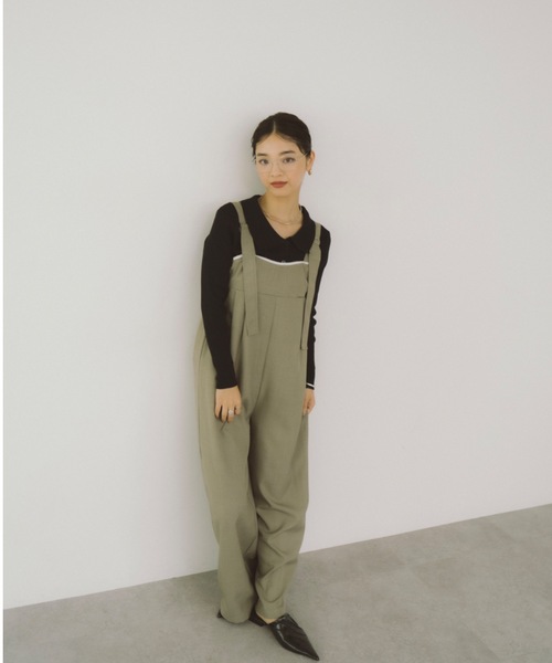 DRWCYS（ドロシーズ）の「ビスチェディテールロンパース（サロペット/オーバーオール・レディース・ベージュ/ブラック・FREE）」の16枚目の写真