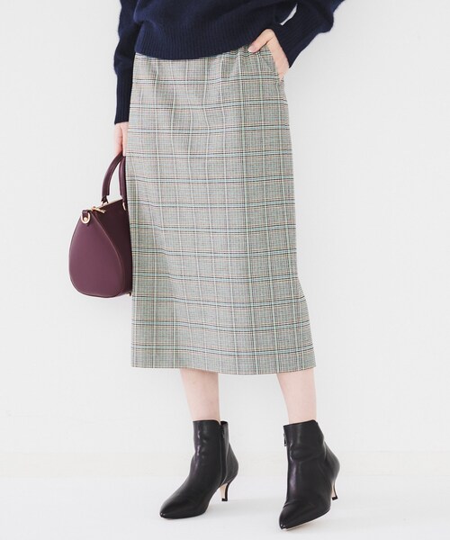 【セール】【後ろウエストゴム/ストレッチ性/日本製】チェックナロースカート（スカート）｜UNTITLED（アンタイトル）