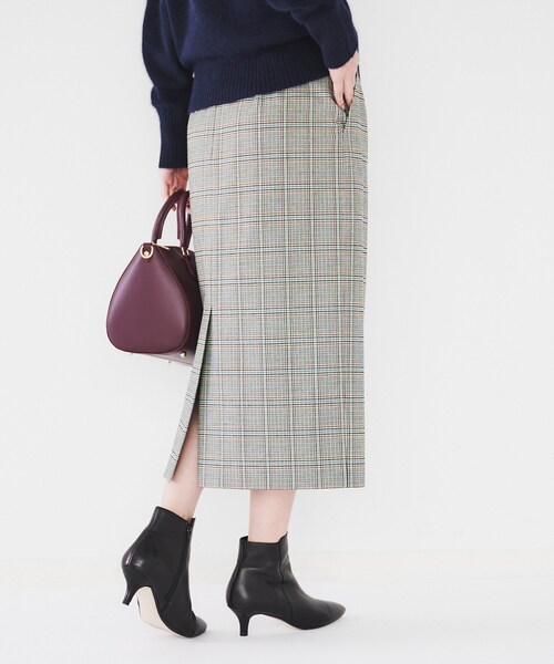 【セール】【後ろウエストゴム/ストレッチ性/日本製】チェックナロースカート（スカート）｜UNTITLED（アンタイトル）