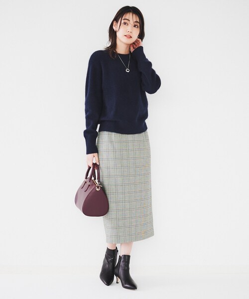 【セール】【後ろウエストゴム/ストレッチ性/日本製】チェックナロースカート（スカート）｜UNTITLED（アンタイトル）