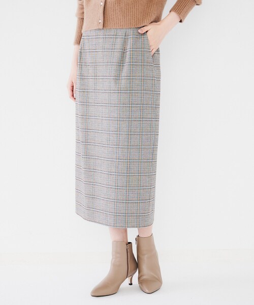 【セール】【後ろウエストゴム/ストレッチ性/日本製】チェックナロースカート（スカート）｜UNTITLED（アンタイトル）