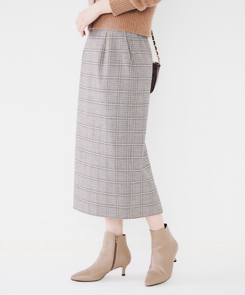 【セール】【後ろウエストゴム/ストレッチ性/日本製】チェックナロースカート（スカート）｜UNTITLED（アンタイトル）