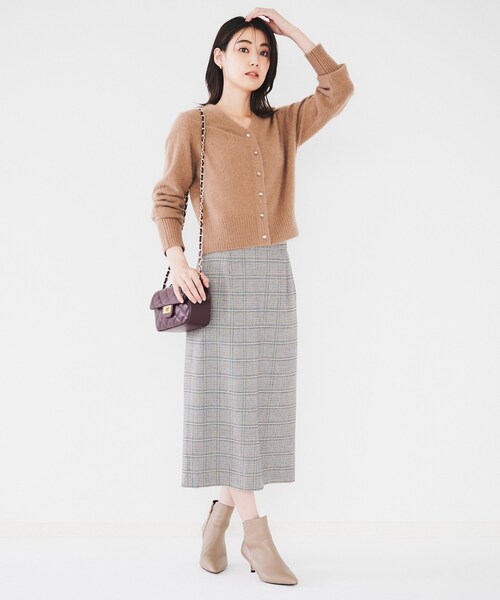 【セール】【後ろウエストゴム/ストレッチ性/日本製】チェックナロースカート（スカート）｜UNTITLED（アンタイトル）
