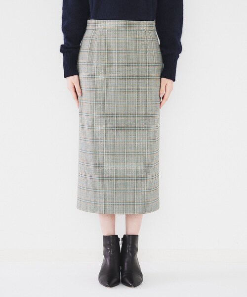 【セール】【後ろウエストゴム/ストレッチ性/日本製】チェックナロースカート（スカート）｜UNTITLED（アンタイトル）