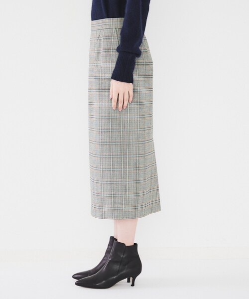 【セール】【後ろウエストゴム/ストレッチ性/日本製】チェックナロースカート（スカート）｜UNTITLED（アンタイトル）