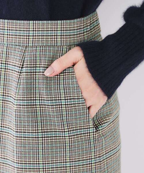 【セール】【後ろウエストゴム/ストレッチ性/日本製】チェックナロースカート（スカート）｜UNTITLED（アンタイトル）
