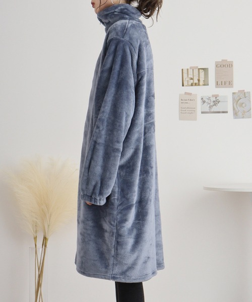 FUNALIVE（ファンアライブ）の「ニューマイヤー指穴付きジップアップローブ（ガウン/バスローブ・レディース・モカ/ネイビー/ピンク/アイボリー/チャコールグレー・FREE）」の22枚目の写真