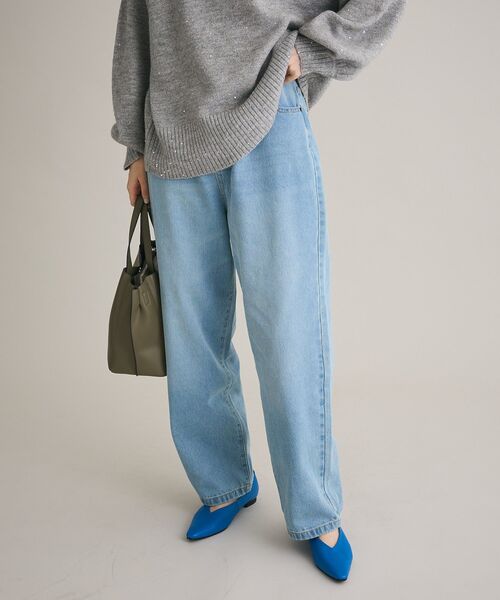 Green　Parks（グリーンパークス）の「ハイウエストストレートデニムパンツ（デニムパンツ・レディース・インディゴブルー/ライトインディゴブルー・FREE）」の3枚目の写真
