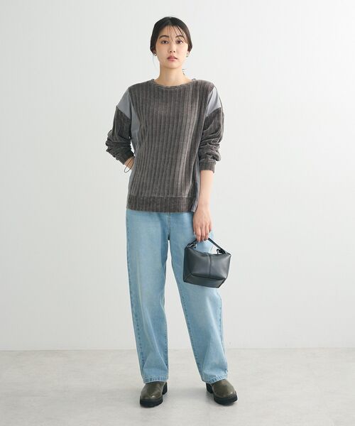 Green　Parks（グリーンパークス）の「ハイウエストストレートデニムパンツ（デニムパンツ・レディース・インディゴブルー/ライトインディゴブルー・FREE）」の9枚目の写真