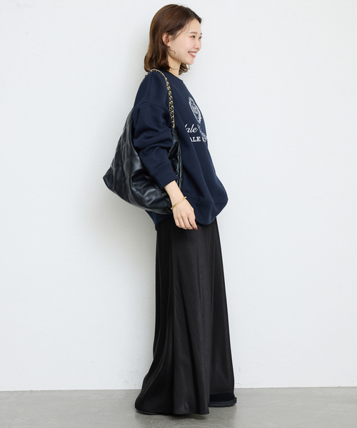 SLOBE IENA（スローブイエナ）の「グロッシーサテンフレアスカート（スカート・レディース・ベージュ/ブラック/チャコールグレー・FREE）」の6枚目の写真