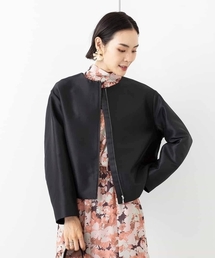 MICEL KLEIN  ミッシェルクラン　♡ ノーカラージャケット♡ ブラック ダブルクロスノーカラージャケット/洗える(ノーカラージャケット
