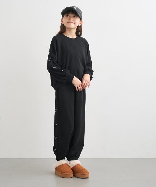 coca（coca）（コカ）の「キッズ　サイドハート刺繍 スウェットジョガーパンツ（スウェットパンツ・キッズ・ピンク/ブラック/ラベンダー・120/150/130/140）」の4枚目の写真