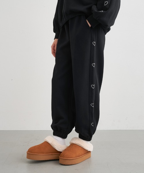 キッズ サイドハート刺繍 スウェットジョガーパンツ（スウェットパンツ