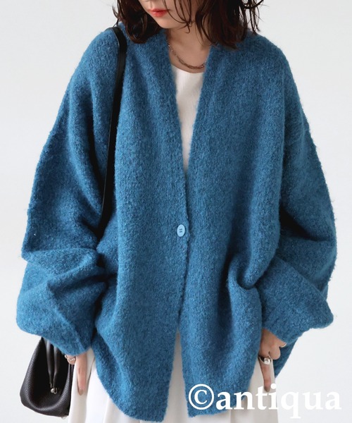 antiqua(アンティカ)の「ブークレニットカーディガン(ニット/セーター・レディース・ブルー/ベージュ/ブラック・ONESIZE)」の13枚目の写真