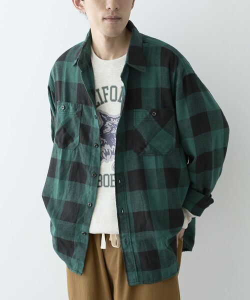 CRAFT STANDARD BOUTIQUE（クラフトスタンダードブティック）の「ブロックチェックワークシャツ（シャツ/ブラウス・メンズ・グリーン/ブルー/レッド・M/L/XL）」の19枚目の写真