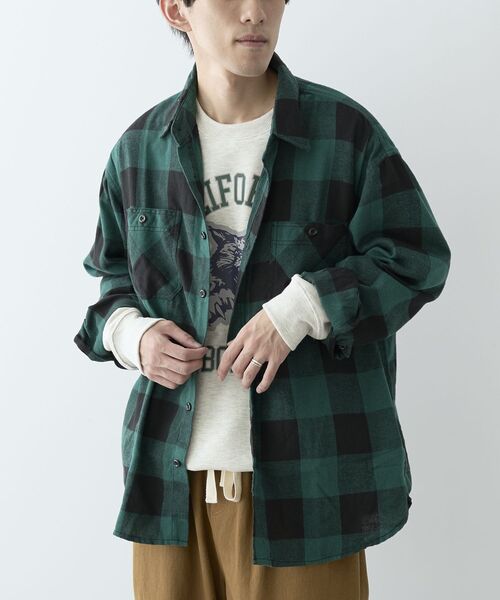 CRAFT STANDARD BOUTIQUE（クラフトスタンダードブティック）の「ブロックチェックワークシャツ（シャツ/ブラウス・メンズ・グリーン/ブルー/レッド・M/L/XL）」の18枚目の写真