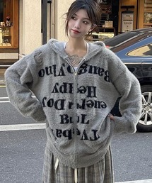 Ressaca | オーバーサイズレタリングロゴシャギーニットジップアップパーカー(ニット/セーター)