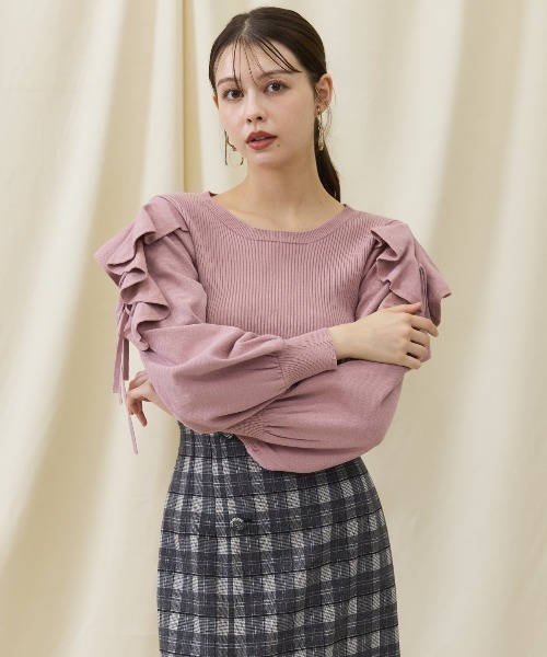 AND COUTURE(アンドクチュール)の「袖フリルニット(ニット/セーター・レディース・アイボリー/ピンク/ブラック/ラベンダー・FREE)」の18枚目の写真