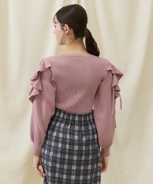 AND COUTURE(アンドクチュール)の「袖フリルニット(ニット/セーター・レディース・アイボリー/ピンク/ブラック/ラベンダー・FREE)」の20枚目の写真