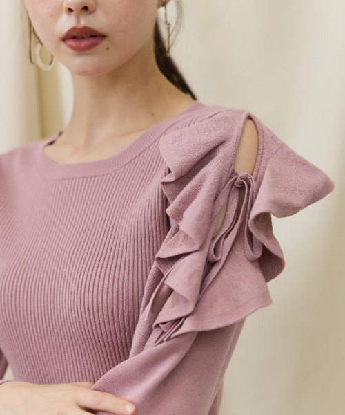 AND COUTURE(アンドクチュール)の「袖フリルニット(ニット/セーター・レディース・アイボリー/ピンク/ブラック/ラベンダー・FREE)」の22枚目の写真