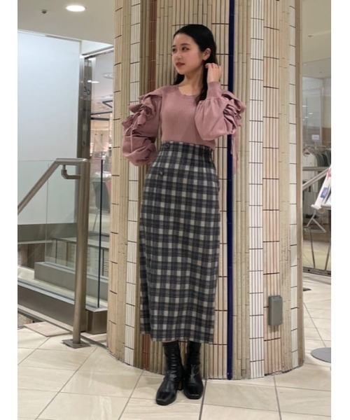 AND COUTURE(アンドクチュール)の「袖フリルニット(ニット/セーター・レディース・アイボリー/ピンク/ブラック/ラベンダー・FREE)」の5枚目の写真