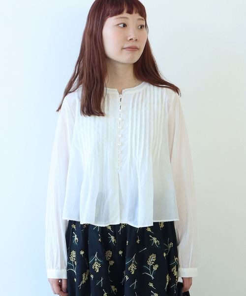 bulle de savon（ビュルデサボン）の「キュプラ/コットンローン ナチュラルトリプルワッシャー pin tuck ブラウス（シャツ/ブラウス・レディース・ホワイト・FREE）」の9枚目の写真