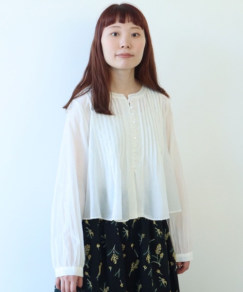 bulle de savon（ビュルデサボン）の「キュプラ/コットンローン ナチュラルトリプルワッシャー pin tuck ブラウス（シャツ/ブラウス・レディース・ホワイト・FREE）」の13枚目の写真