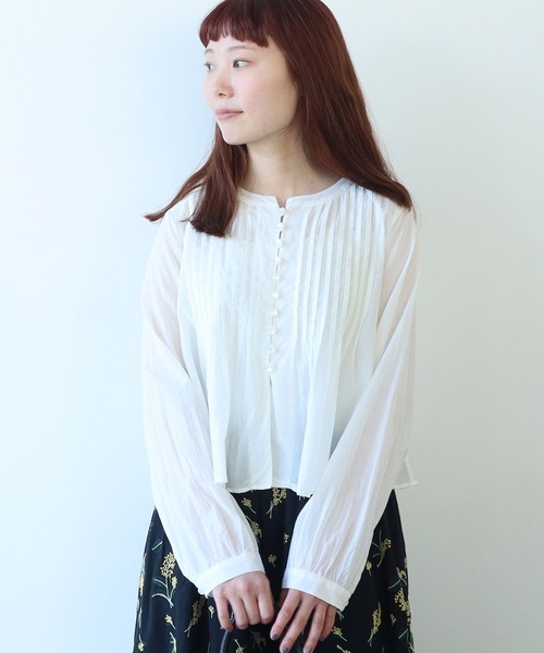 bulle de savon（ビュルデサボン）の「キュプラ/コットンローン ナチュラルトリプルワッシャー pin tuck ブラウス（シャツ/ブラウス・レディース・ホワイト・FREE）」の8枚目の写真