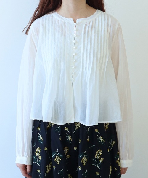 bulle de savon（ビュルデサボン）の「キュプラ/コットンローン ナチュラルトリプルワッシャー pin tuck ブラウス（シャツ/ブラウス・レディース・ホワイト・FREE）」の20枚目の写真