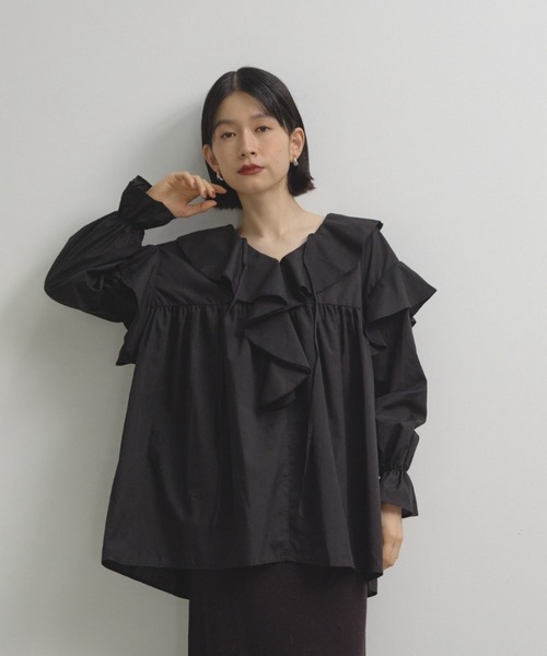 Shelly island(シェリーアイランド)の「ビックカラーフリルブラウス(シャツ/ブラウス・レディース・ホワイト/ブラック・FREE)」の2枚目の写真