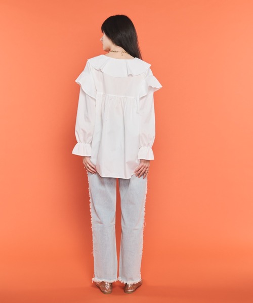 Shelly island(シェリーアイランド)の「ビックカラーフリルブラウス(シャツ/ブラウス・レディース・ホワイト/ブラック・FREE)」の18枚目の写真