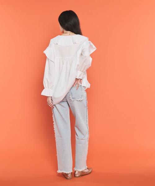 Shelly island(シェリーアイランド)の「ビックカラーフリルブラウス(シャツ/ブラウス・レディース・ホワイト/ブラック・FREE)」の19枚目の写真