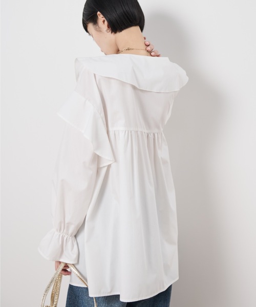 Shelly island(シェリーアイランド)の「ビックカラーフリルブラウス(シャツ/ブラウス・レディース・ホワイト/ブラック・FREE)」の6枚目の写真